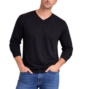 Eddie Bauer Men's Black Long Sleeve V-Neck Cotton Blend Pullover T-Shirt Size XL